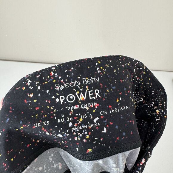 Sweaty Betty Womens Pants 4 Black Confetti Print Power 7/8 Leggings Performance - Picture 12 of 13
